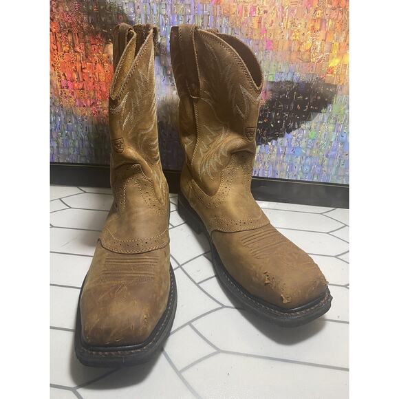 Ariat Sierra 10010134 Mens Brown Leather Square Steel Toe Work Boots Size 12 EE main image 8